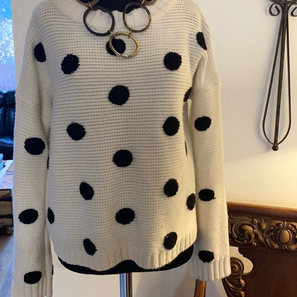 Elodie cream black polka dot sweater